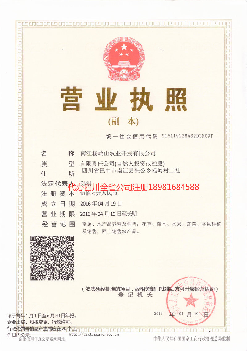 陆丰陆丰杨岭山农业开发有限公司